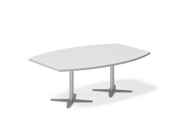 Neuvottelupöytä DNA, vaaleanharmaa 2000x1200 mm veneen muotoinen, Alu harmaa runko