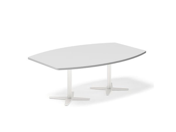 Konferencebord DNA, Lysgrå 2000x1200 mm bådformet, Hvid understel