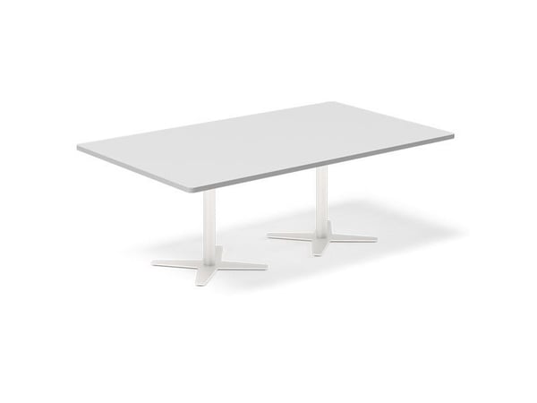 Konferencebord DNA, Lysgrå 2000x1200 mm rektangulært, Hvid understel