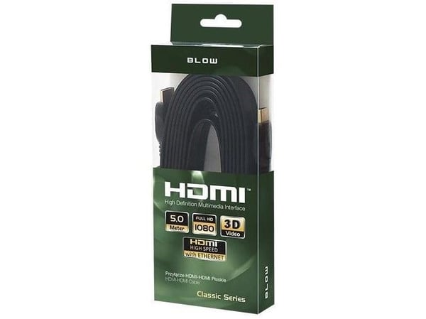 Blow Classic - High Speed - HDMI-kabel med Ethernet - HDMI hann til HDMI hann - 5 m - flat, 1080p-støtte