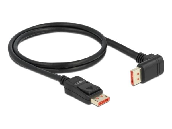 Delock - DisplayPort-kabel - DisplayPort (M) rett til DisplayPort (M) vinklet nedover - DisplayPort 1.4 - 1.0m - støtter 8K 60 Hz (7680 x 4320) - S...