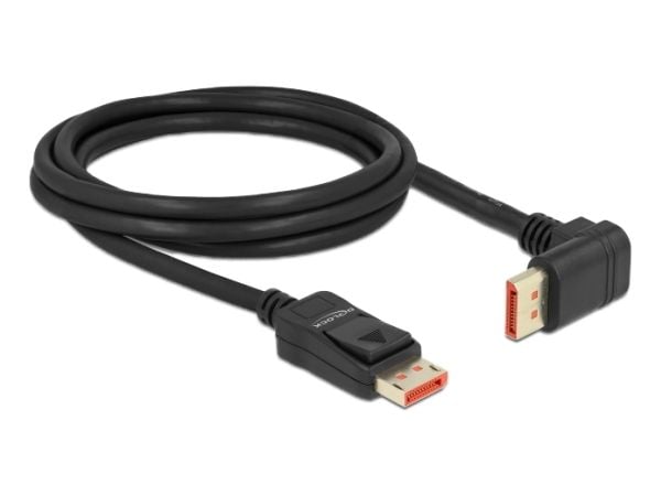Delock - DisplayPort-kabel - DisplayPort (M) rett til DisplayPort (M) vinklet oppover - DisplayPort 1.4 - 2.0m - støtter 8K 60 Hz (7680 x 4320) - s...