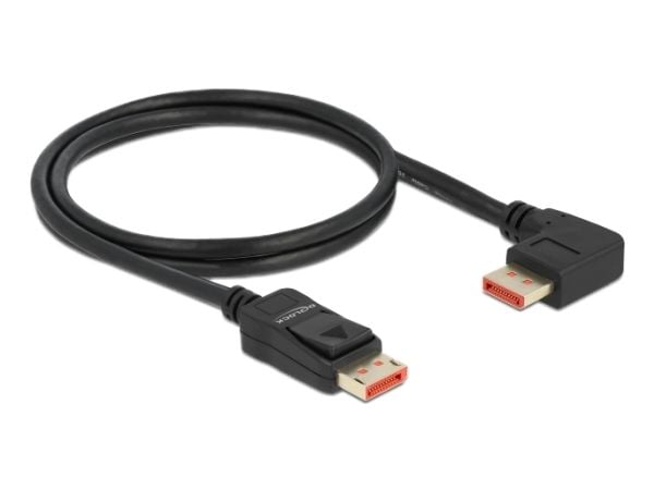 Delock - DisplayPort-kabel - DisplayPort (M) rett til DisplayPort (M) vinklet til høyre - DisplayPort 1.4 - 1 m - støtter 8K 60 Hz (7680 x 4320) - ...