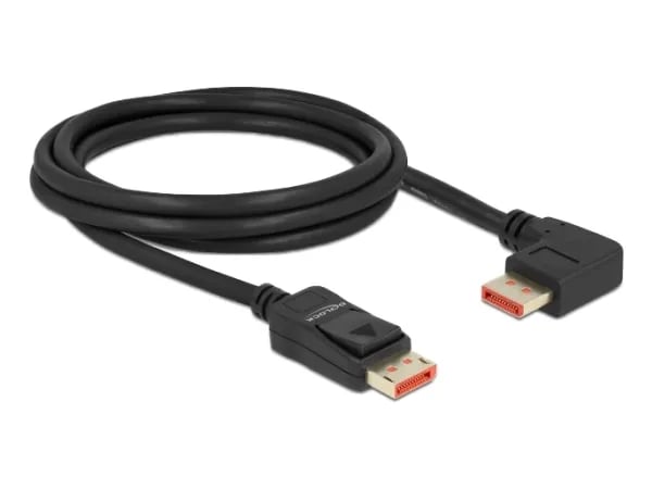 Delock DisplayPort-kaapeli uros suora uros 90° oikeaan kulmaan 8K 60 Hz 2 m