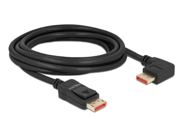 Delock DisplayPort-kaapeli uros suora uros 90° oikeaan kulmaan 8K 60 Hz 3 m