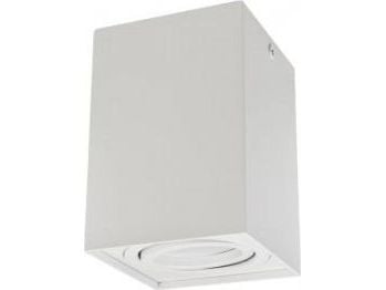 Maclean rør-/overflatearmatur, spot, halogen, kvadratisk, aluminium, GU10, hvit 80x80x115 mm, MCE426 W