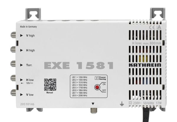 Kathrein KAT EXE 1581, 1 sisääntulo, 8 ulostuloa, 950 - 2150 Mhz, 5 - 862 Mhz, 11 dB, 35 dB