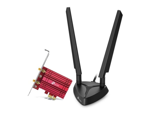 TP-Link Archer TXE75E, Intern, Trådløs, PCI Express, WLAN / Bluetooth, 5400 Mbit/s, Svart, Rød
