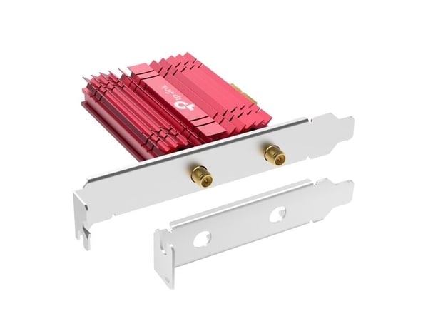 TP-Link Archer TXE75E, Intern, Trådløs, PCI Express, WLAN / Bluetooth, 5400 Mbit/s, Svart, Rød