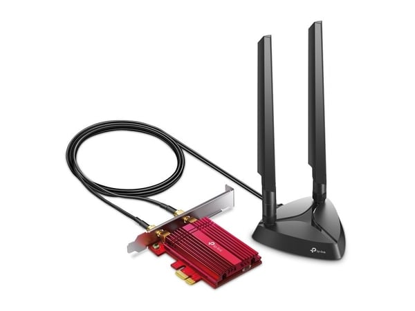 TP-Link Archer TXE75E, Intern, Trådløs, PCI Express, WLAN / Bluetooth, 5400 Mbit/s, Svart, Rød