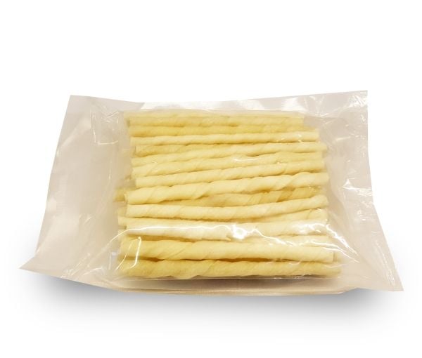 Twisted sticks av fläsk, vit 8 mm, 50 st.