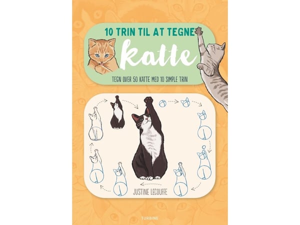 10 trinn for å tegne katter | Justine Lecouffe | Språk: Dansk