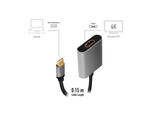 LogiLink CDA0110, 0,15 m, Mini DisplayPort, HDMI, Hankjønn, Hunkjønn, Rett