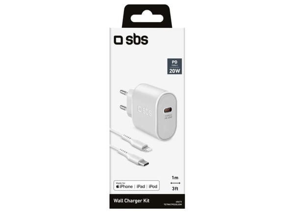 SBS TETRKITPD20LIGW, Sisätila, AC, 1 m, Valkoinen