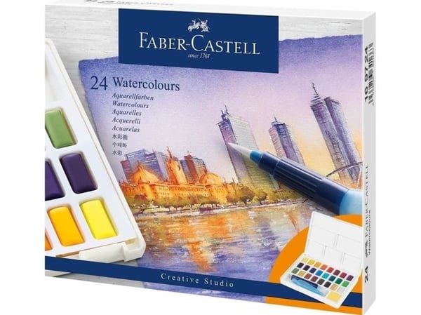 Faber-Castell Creative Studio - Färguppsättning - 24-piece - vattenfärg - 24 färger - blandfärger