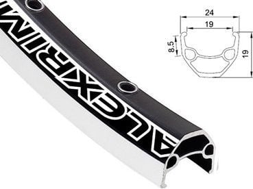 Alexrims felgbånd/ekrar MTB EN24 27,5"x32 åpen, Tubeless Ready, kapslet svart (ALX-EN24275)