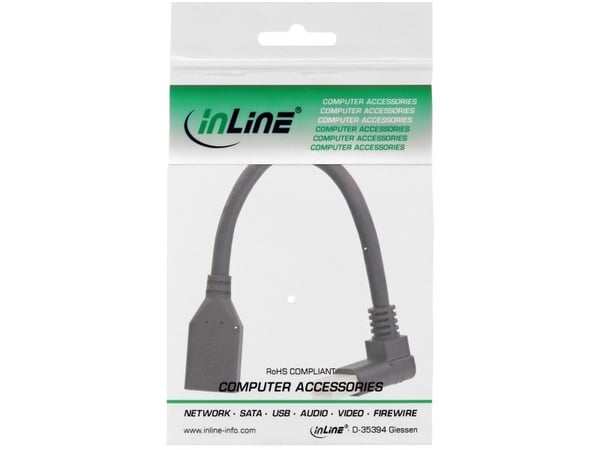 INLINE - DisplayPort-adapter - DisplayPort (W) rett til DisplayPort (M) vinklet oppover - DisplayPort 1,4 - 15 cm - støtter 8K UHD (7680 x 4320) - ...