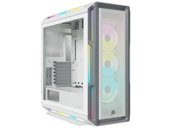 CORSAIR iCUE 5000T RGB - Mid tower - utvidet ATX (E-ATX) - sidepanel med vindu (herdet glass) - ingen strømforsyning (ATX) - hvit - USB/lyd