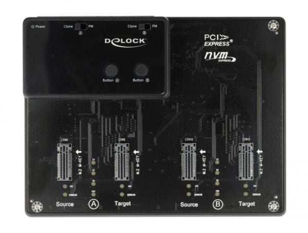 Delock - SSD-dokkestasjon - brønner: 4 - M.2 - M.2 NVMe Card - USB 3.2 (Gen 2) - svart