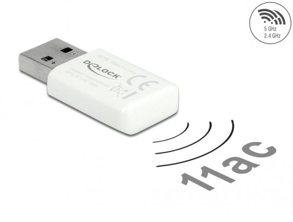 DeLOCK 12770, Langaton, USB, WLAN, 5000 Mbit/s, Valkoinen