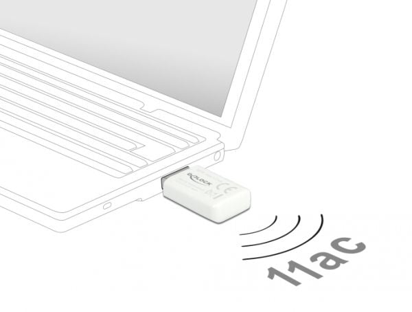 DeLOCK 12770, Langaton, USB, WLAN, 5000 Mbit/s, Valkoinen