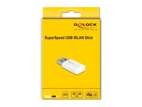 DeLOCK 12770, Langaton, USB, WLAN, 5000 Mbit/s, Valkoinen