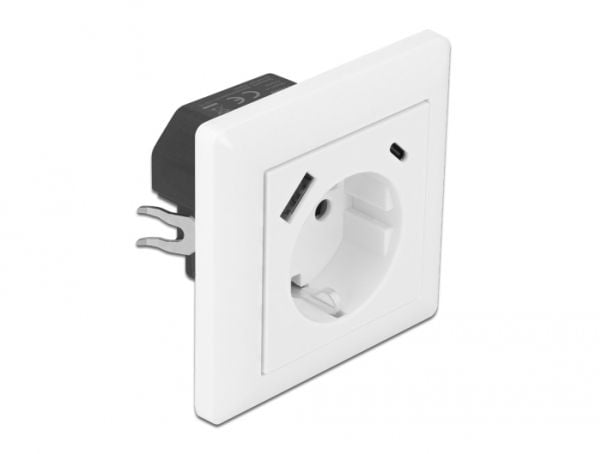 DeLOCK 11489, CEE 7/3 + USB, Valkoinen, Muovi, 250 V, 16 A, 4000 W