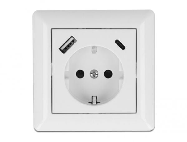 DeLOCK 11489, CEE 7/3 + USB, Valkoinen, Muovi, 250 V, 16 A, 4000 W