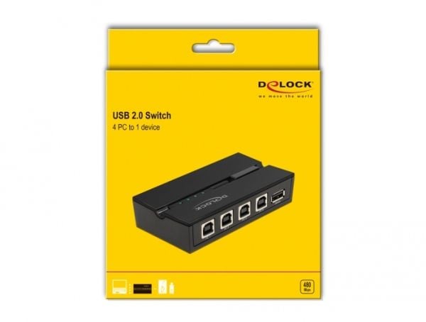 Delock - USB-periferdelesvitsj - 4 x USB 2.0 - veggmonterbar, overflatemonterbar