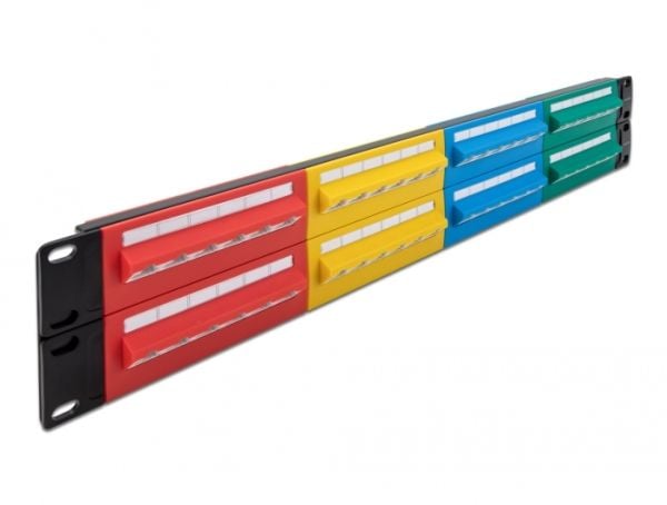 Delock - Koblingspanel - skapmonterbar - CAT 5e - RJ-45 X 48 - blå, gul, rød, grønn - 2U - 19"