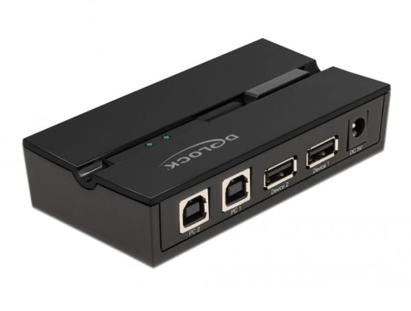 Delock - USB-periferdelesvitsj - 2 x USB 2.0 - veggmonterbar, overflatemonterbar
