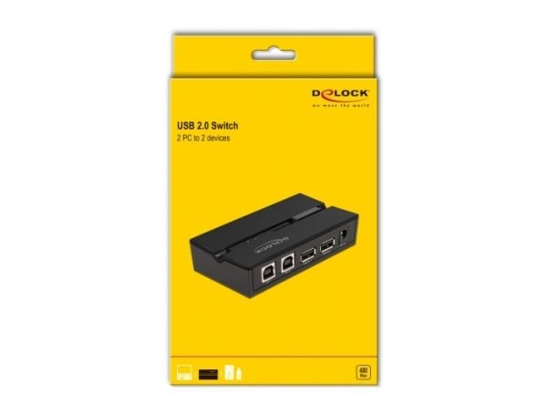 Delock - USB-periferdelesvitsj - 2 x USB 2.0 - veggmonterbar, overflatemonterbar