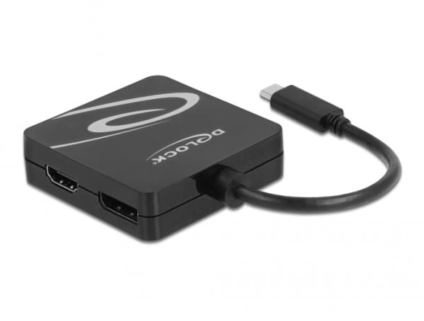 Delock - High Speed - video adapter - enkeltlenke - USB-C hann til 15 pin D-Sub (DB-15), DVI-I, HDMI, DisplayPort hunn - 10 cm - svart - 4K 60Hz (3...