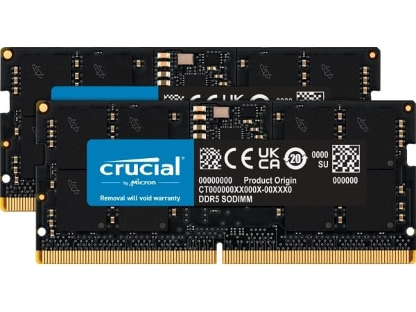 Crucial - DDR5 - sett - 32 GB: 2 x 16 GB - SO DIMM 262-pin - 4800 MT/s / PC5-38400 - CL40 - 1.1 V - ikke-bufret - ikke-ECC