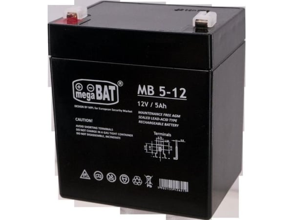 Mpl Power Elektro Megabat 12V 5Ah F1(187) AGM batteri, 3-5 år