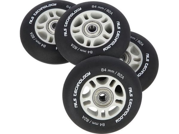 Nils Extreme PU 84x24 82A svarta matta (4 st) + ABEC-9 chrome (8 st) set