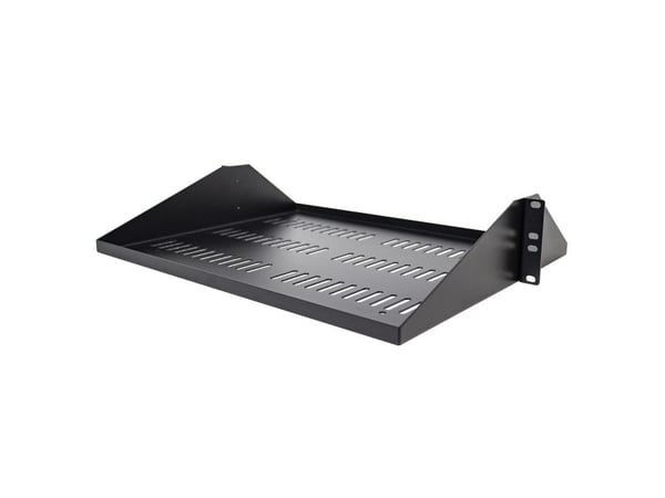 Startech 2U Vented Server Rack Shelf, Center Mount 14in Deep Fixed Cantilever Tray, Rackmount Shelf for 19" AV/Data/Network Equipment w/ Cage Nuts ...