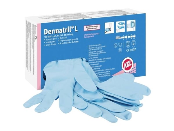 KCL Dermatril L 741 074110081C engångshandskar (100 st) storlek 10 EN 455