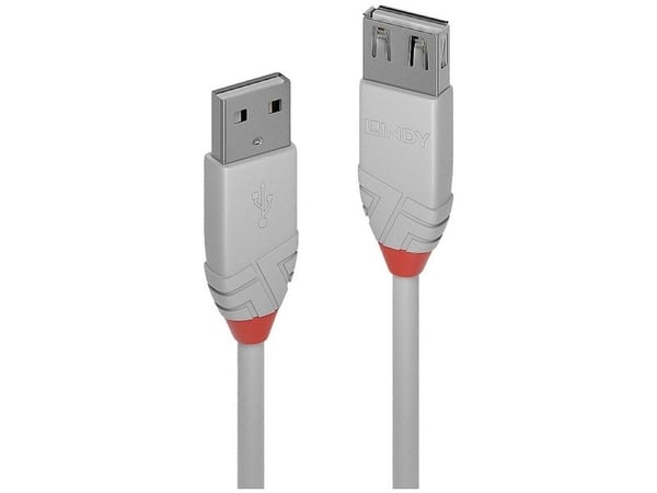 Lindy 36712, 1 m, USB A, USB A, USB 2.0, 0,48 Gbit/s, Harmaa