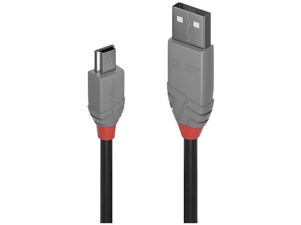Lindy 36724, 3 m, USB A, Mini-USB B, USB 2.0, 0,48 Gbit/s, Musta