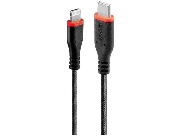 Lindy 31286, 1 m, Lightning, USB C, Hankjønn, Hankjønn, Svart