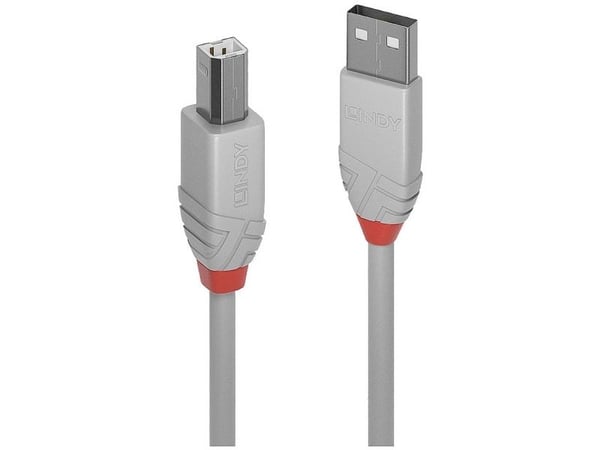 Lindy 36684, 3 m, USB A, USB B, USB 2.0, 0,48 Gbit/s, Grå