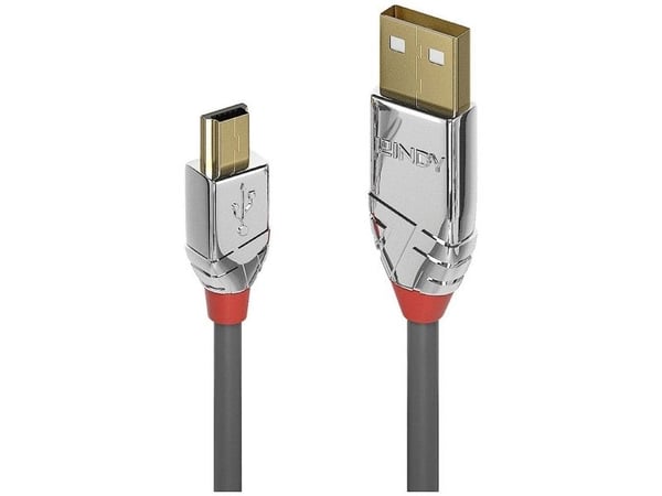 Lindy 36630, 0,5 m, USB A, Mini-USB B, USB 2.0, 0,48 Gbit/s, Harmaa