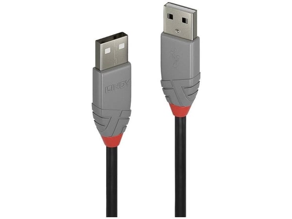 Lindy 36692, 1 m, USB A, USB A, USB 2.0, 0,48 Gbit/s, Svart, Grå