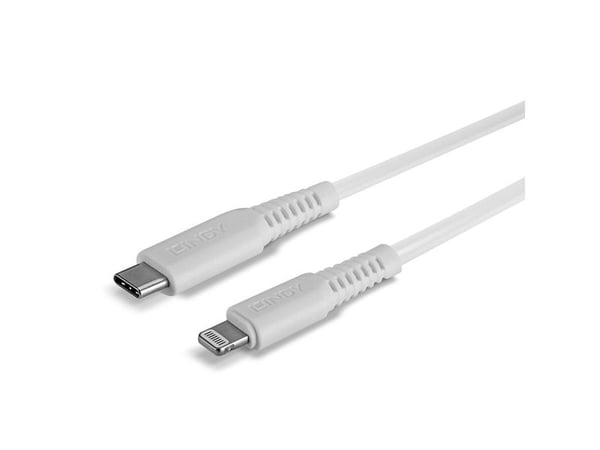 Lindy 31317, 2 m, Lightning, USB C, Hankjønn, Hankjønn, Hvit