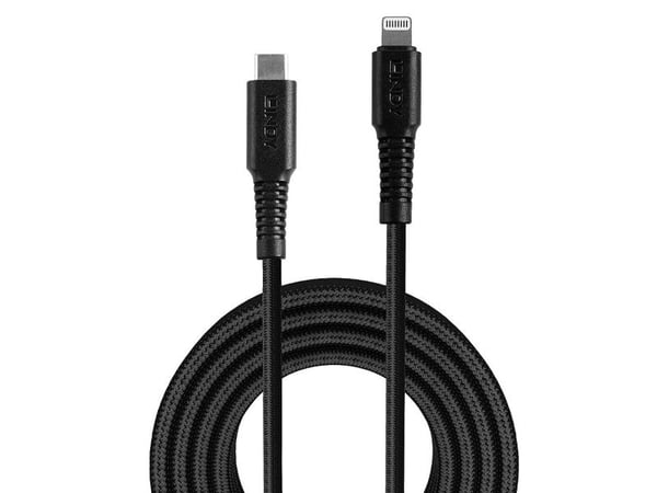 Lindy 31288, 3 m, Lightning, USB C, Uros, Uros, Musta