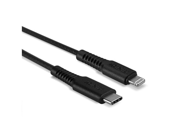 Lindy 31288, 3 m, Lightning, USB C, Uros, Uros, Musta