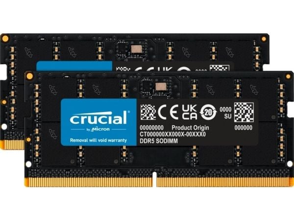Crucial - DDR5 - sett - 64 GB: 2 x 32 GB - SO DIMM 262-pin - 4800 MT/s / PC5-38400 - CL40 - 1.1 V - ikke-bufret - ikke-ECC