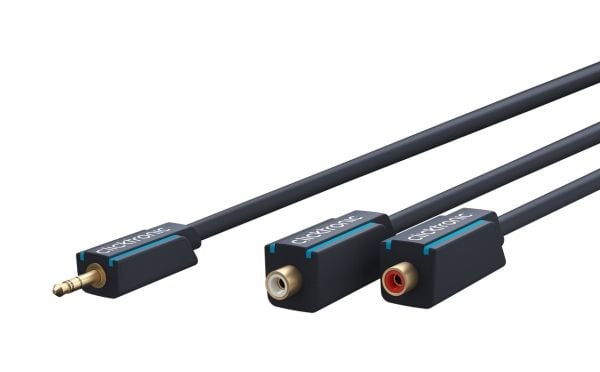 ClickTronic 3.5mm-2x RCA, 0.1m, 3.5mm, Hankjønn, 2 x RCA, Hankjønn, 0,1 m, Blå