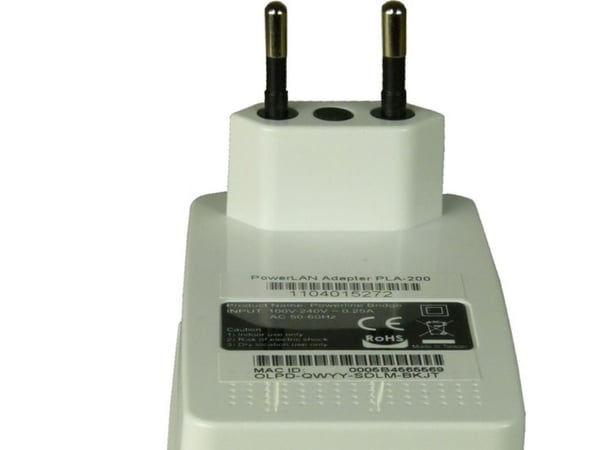 Inter-Tech PLA-200 PowerLAN Adapter - Strømlinjeadapter HomePlug AV (HPAV) - veggpluggbar